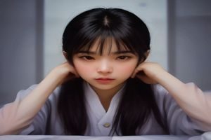 木质书桌一角，几本小说叠放，其中一本露出书签，午后光线柔和